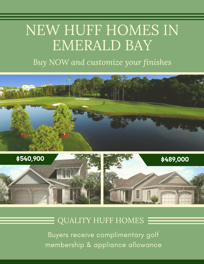 New Huff Homes Built in Emerald Bay, Miramar Beach FL